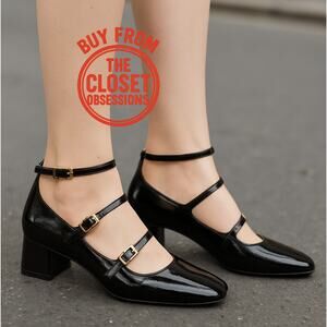 ZARA Faux Patent Mary Jane Heels NWT | Black Buckle Strap
